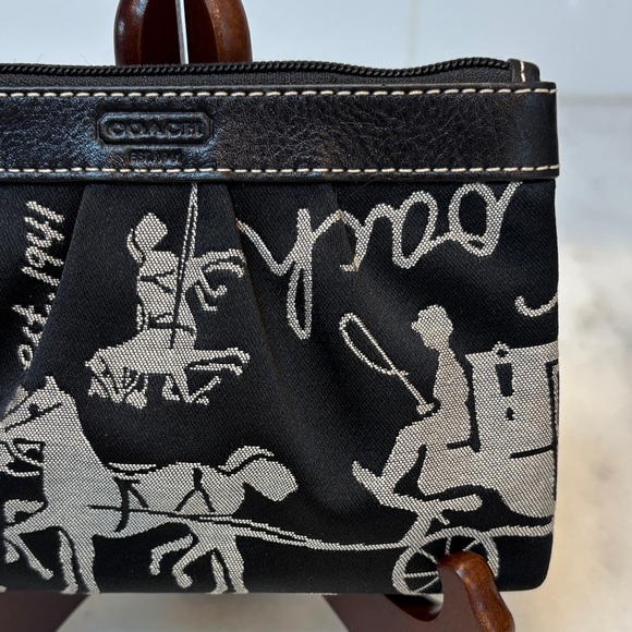 Coach Horse & Carriage Pleated Pouch Cosmetic Bag - Picture 3 of 15